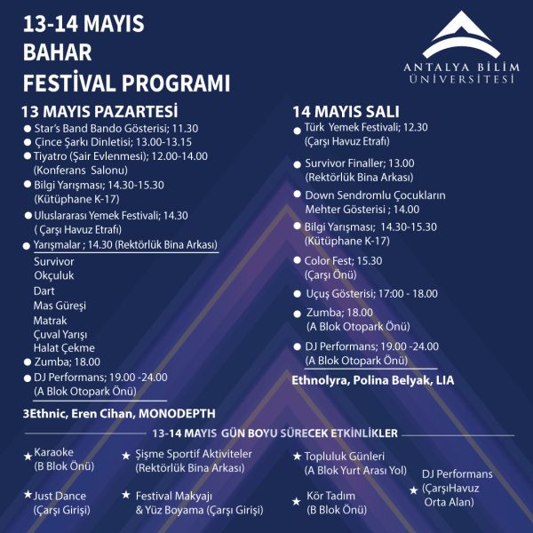 May 13-14th Spring Festival Program