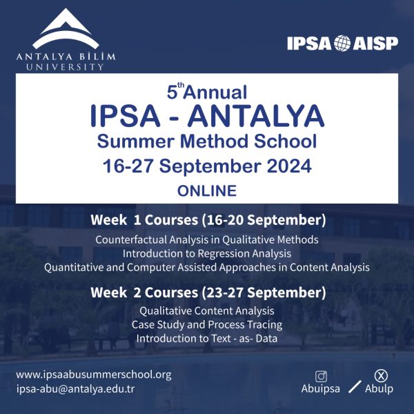 5. IPSA – Antalya Araştırma Yöntemleri Yaz Okulu Kayıtları